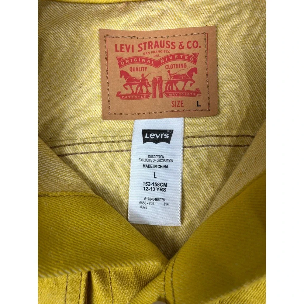 Levis‎ Denim Vest Girls L 12-13 yrs Yellow Sleeveless Button Up Cowgirl NWT